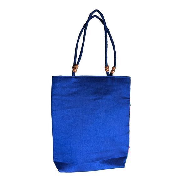 Hand Embroidered Woven Bag‎ with Floral Decoration Zipper Closure - Picture 2 of 2